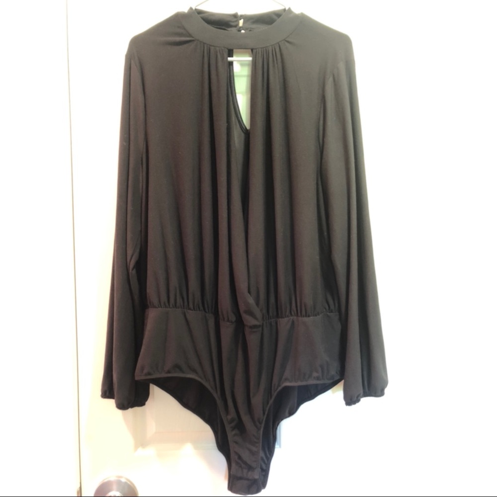 Plus size Black Plunge Bodysuit